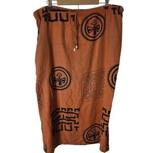 AS*HRO Boho Brown Rust Hippie Side Pockets Festival Long Skirt Back Slit SZ XXL